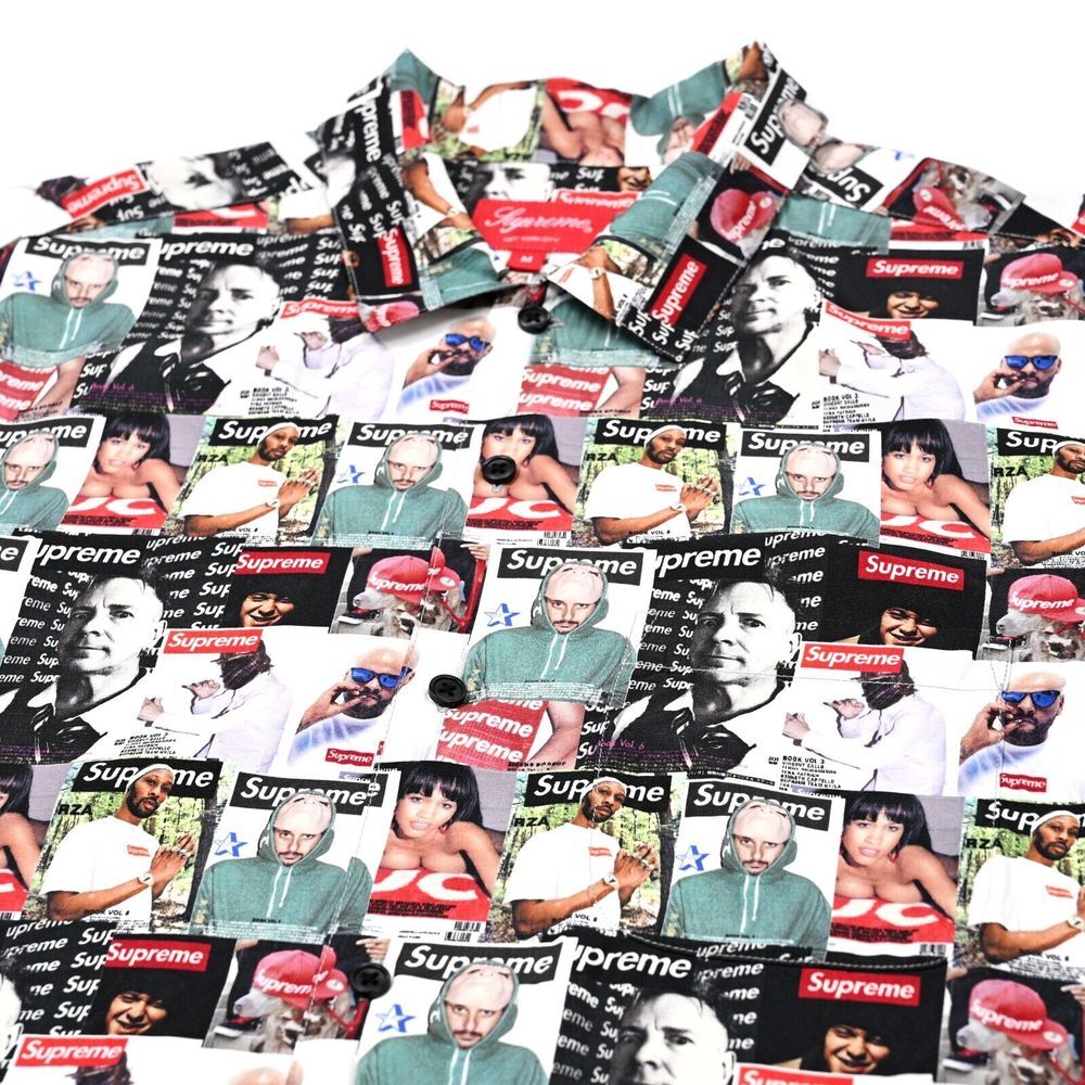 Supreme Men's Magazine Print Viscose All Over Print Shirt Button Up SS23 Medium